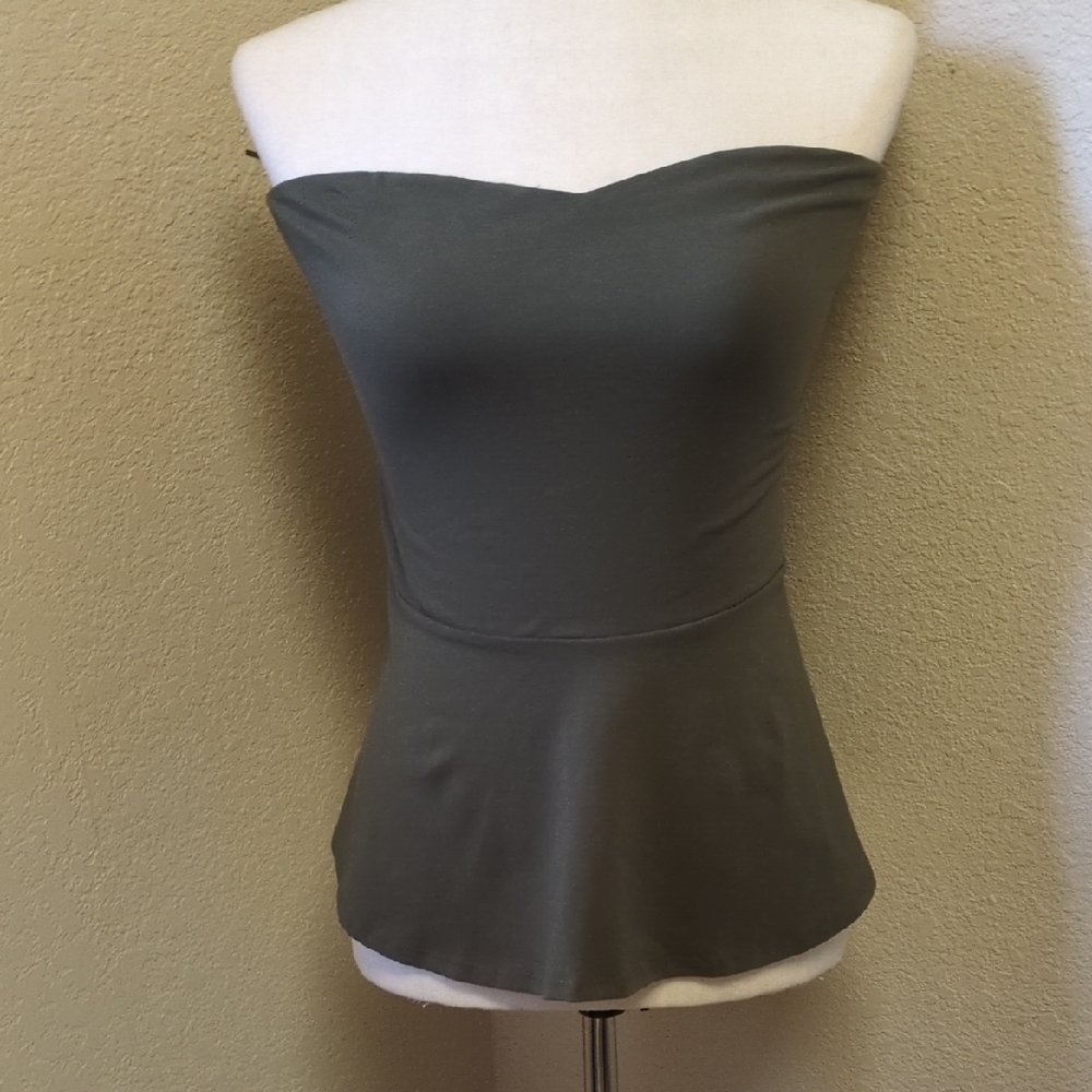 Express Army Green Peplum Strapless Tube Top Size Medium NWT